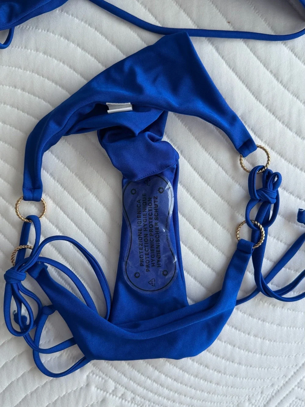 Royal Blue Bandeau Ring-Accent Bikini Set